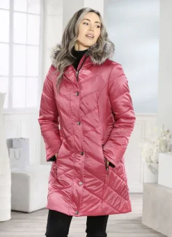 Longjacke mit umschlagbaren Ärmeln in Kontrast