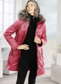 Longjacke mit umschlagbaren Ärmeln in Kontrast