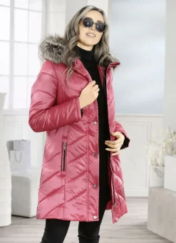 Longjacke mit umschlagbaren Ärmeln in Kontrast