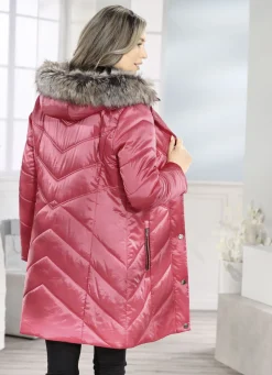Longjacke mit umschlagbaren Ärmeln in Kontrast