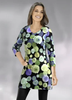 Longshirt mit farbbrillantem Allover-Druck