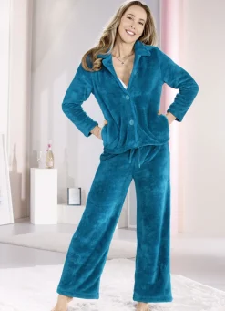 Lounge-Anzug von Laurina mit durchgeknöpftem Oberteil