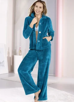 Lounge-Anzug von Laurina mit durchgeknöpftem Oberteil