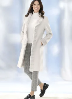 Mantel mit Kunstpelz-Besätzen