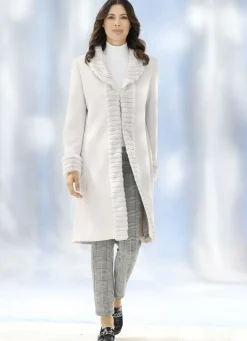 Mantel mit Kunstpelz-Besätzen