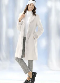 Mantel mit Kunstpelz-Besätzen