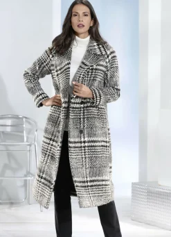 Mantel mit trendstarkem Glencheck-Dessin