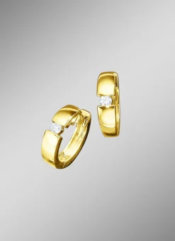 Massive Klappcreolen mit 2 Brillanten