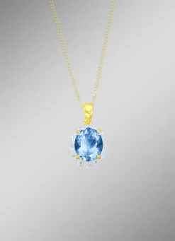 Massiver Anhänger mit Blautopas und Diamanten
