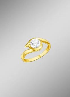 Massiver Damenring mit Zirkonia