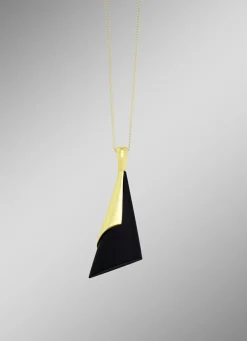 Mattierter Anhänger mit echt Onyx