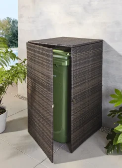 Mülltonnenschrank aus witterungsbeständigem Kunststoffgeflecht