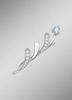 Moderne Ohrhaken mit Blautopas und Zirkonia