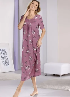 Nachthemd, knöchellang mit kurzen Ärmeln