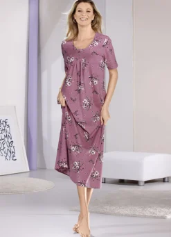 Nachthemd, knöchellang mit kurzen Ärmeln