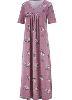 Nachthemd, knöchellang mit kurzen Ärmeln