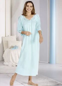 Nachthemd, knöchellang und Stickereispitze