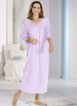 Nachthemd, knöchellang und Stickereispitze