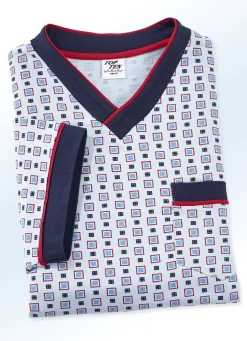 Nachthemd, kurzarm, mit schönem Alloverdessin, V-Ausschnitt und Seitenschlitzen