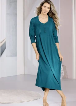 Nachthemd, Langarm mit Biesenverarbeitung und Knopfleiste