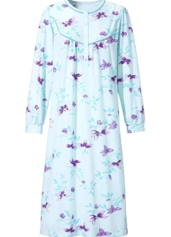 Nachthemd, lange Knopfleiste und knöpfbare Bündchenabschlüssen