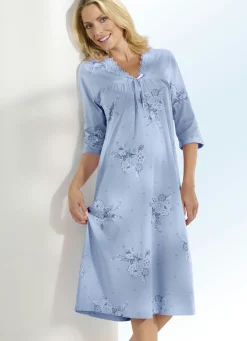 Nachthemd, 3/4-lange Ärmel und V-Ausschnitt