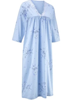 Nachthemd, 3/4-lange Ärmel und V-Ausschnitt