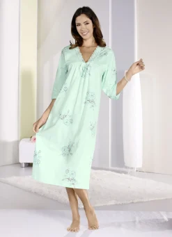 Nachthemd, 3/4-lange Ärmel und V-Ausschnitt