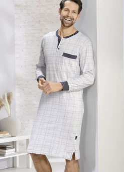 Nachthemd mit Knopfleiste und Bündchen