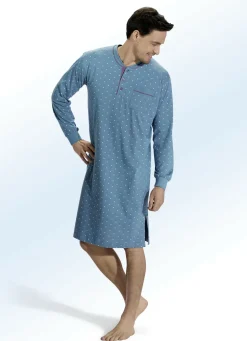 Nachthemd mit Knopfleiste, Ärmelbündchen und Seitenschlitzen