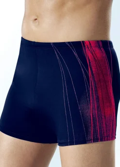 Naturana Badehose in höherer Kastenform mit seitlichem Druckdessin