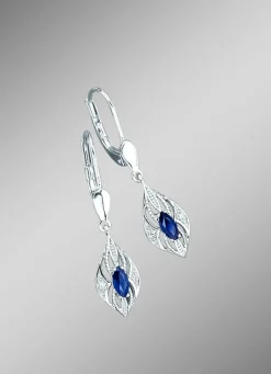 Ohrringe mit Brillanten und echten blauen Safiren