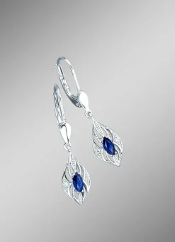 Ohrringe mit Brillanten und echten blauen Safiren