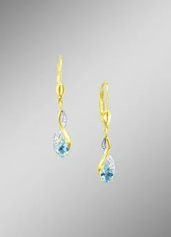 Ohrringe mit Brillanten und echt Blautopas