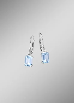 Ohrringe mit Brillanten und Blautopas