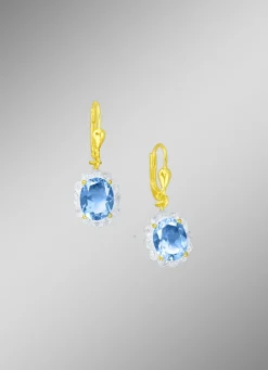 Ohrringe mit echt Blautopas und Diamanten