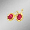 Ohrringe mit echten Rubinen im Cabochonschliff