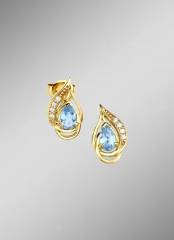 Ohrstecker mit echten Blautopase