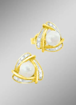 Originelle Ohrstecker mit Süßwasser-Zuchtperlen