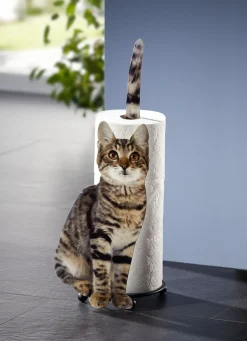 Papierrollenhalter Katze aus Metall