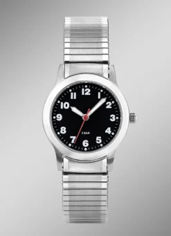 Para-Quartz-Damenuhr mit Edelstahlzugband