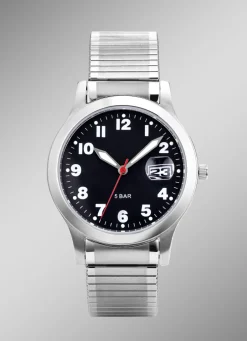 Para-Quartz-Herrenuhr mit Edelstahlzugband