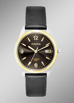 Para-Quartz-Partneruhren mit Lederband