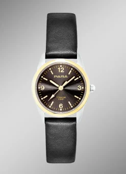 Para-Quartz-Partneruhren mit Lederband