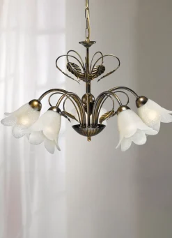 Pendelleuchte aus Metall mit dekorativem Blattwerk