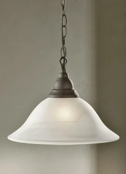 Pendelleuchte, 1-flammig, mit Gestell aus rostfarbenem Metall