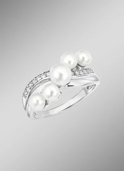 Perlenglanz und strahlende Eleganz: Damenring mit Süßwasser-Zuchtperlen