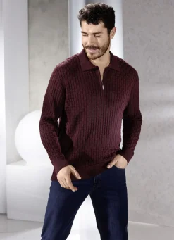 Polopullover mit kurzem Reißverschluss in 3 Farben