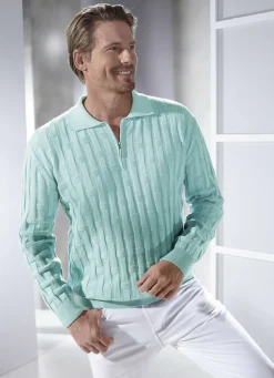 Polopullover mit kurzem Reißverschluss in 3 Farben