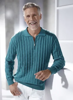 Polopullover mit kurzem Reißverschluss in 3 Farben